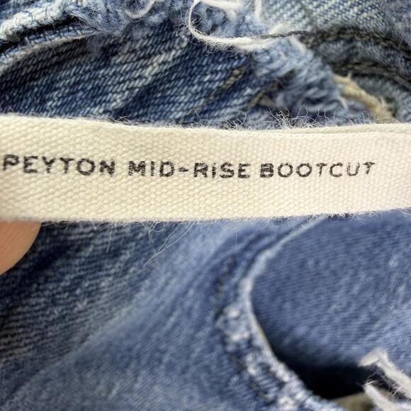 Rag & Bone Peyton Mid-Rise Bootcut Frayed Hem & Waist Blue Jeans Women's 24x30 - Picture 2 of 14